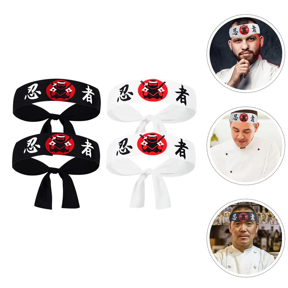

8Pcs Sushi Chef Headband Japanese Ninja Karate Print Hachimaki for Kitchen Party Costume Decoration Fashion Accessory