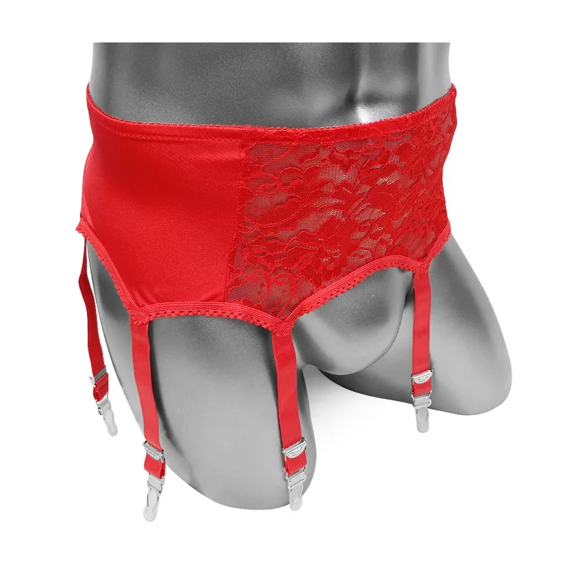

Sexy Floral Lace Sissy Panties With Gater Belts High Waist Mens Stocking Suspenders Sexy Lingerie for Crossdressers Underwear