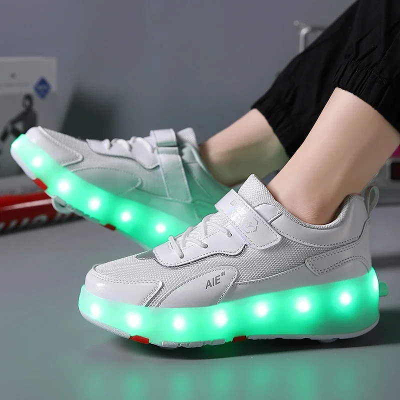 Zapatos de patinaje con luz Led para niños y niñas, zapatillas deportivas de moda, botas de patinaje, calzado Flash, regalo de cumpleaños