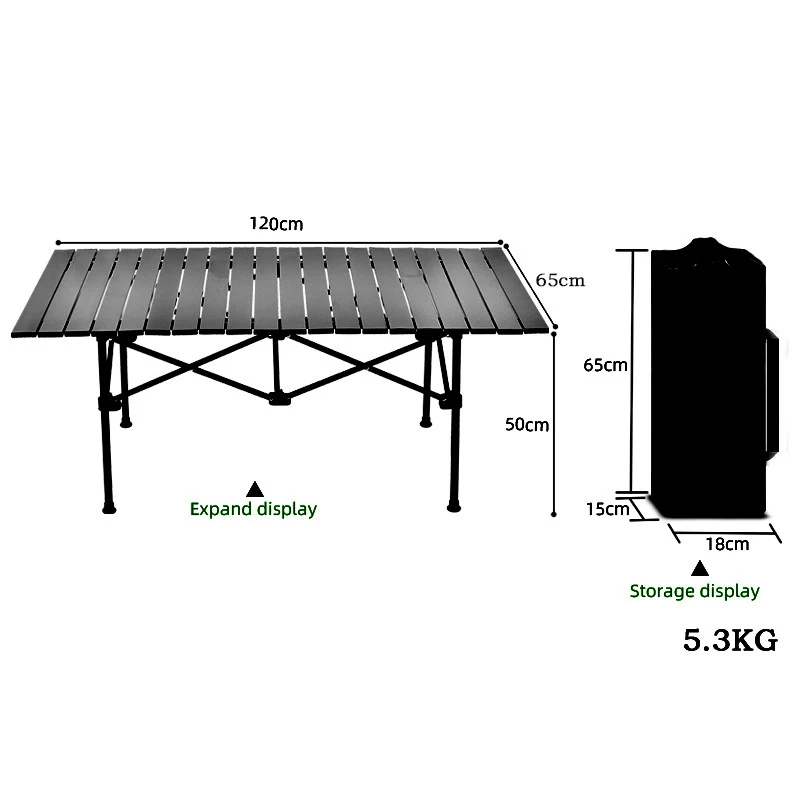 

APT009 20-piece Long Table Picnic Beach Outdoor Portable Aluminum Folding Table Camping with Net Pockets