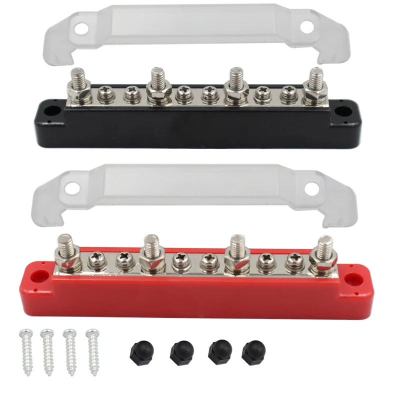 

2pcs 10-Way Type B ​Busbar Set 150A BusBar Block with Cover Power Distribution Terminal Block for Car Boat Marine Caravan RV