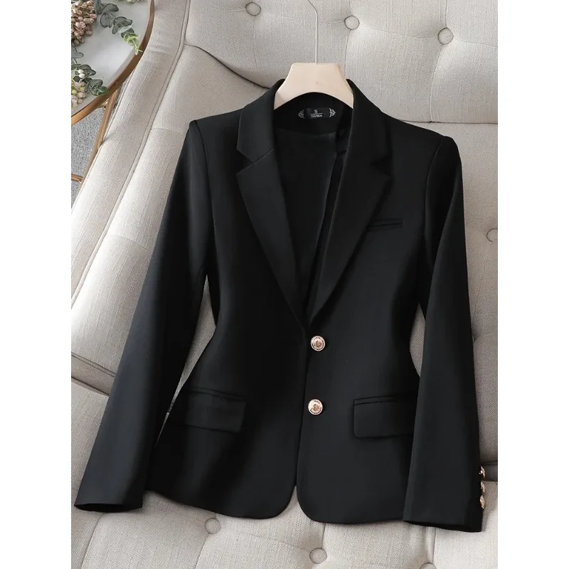 Hellblaue Frauen Anzug Blazer Büro Dame Arbeit tragen Jacke Langarm Aprikose Kaffee weibliche Slim Fit formellen Mantel Herbst Frühling