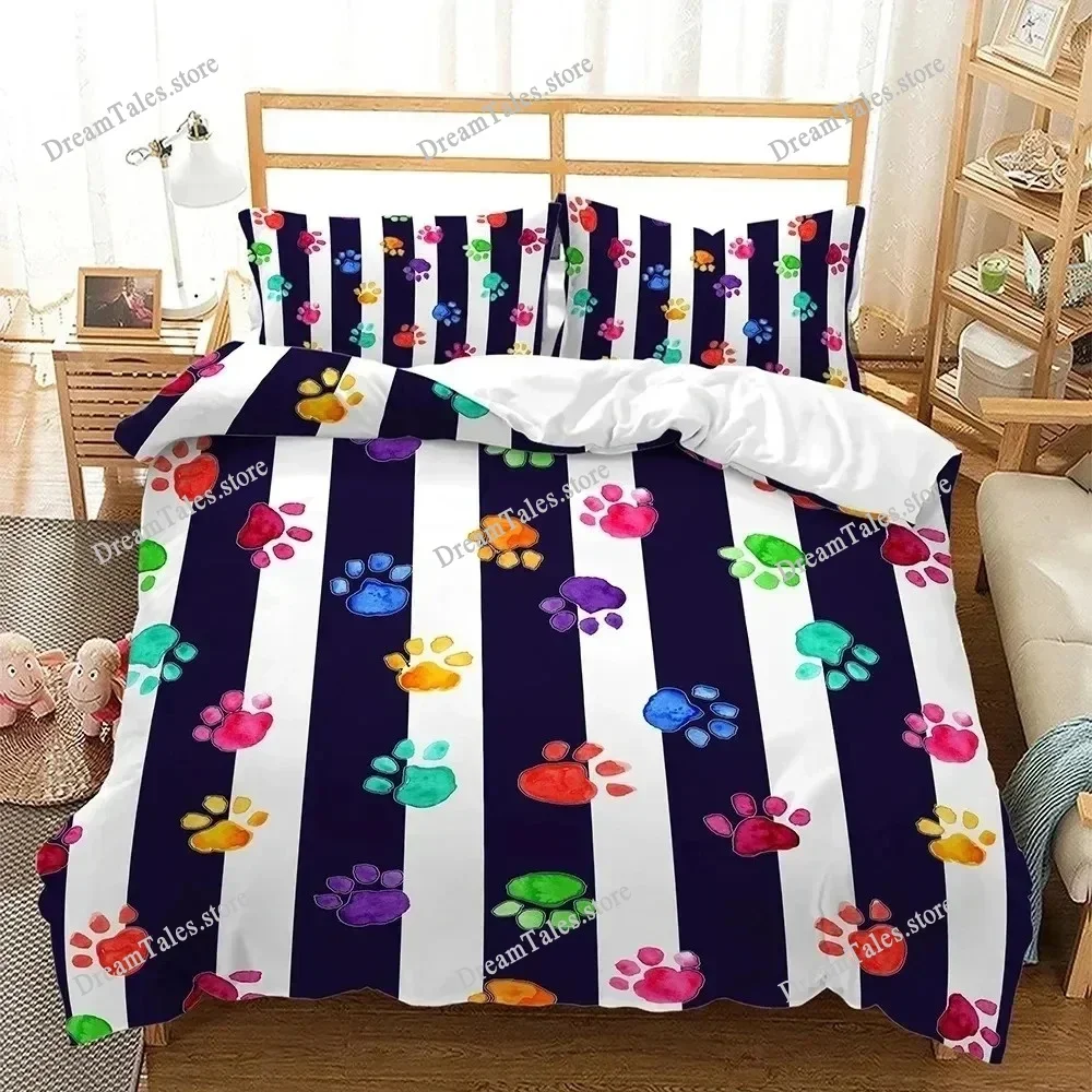 Felid Cats Lion Animal Footprints Leopard Style Duvet Cover Pillow Case Bedding Set Quilt Cover Double Bed Home Textile