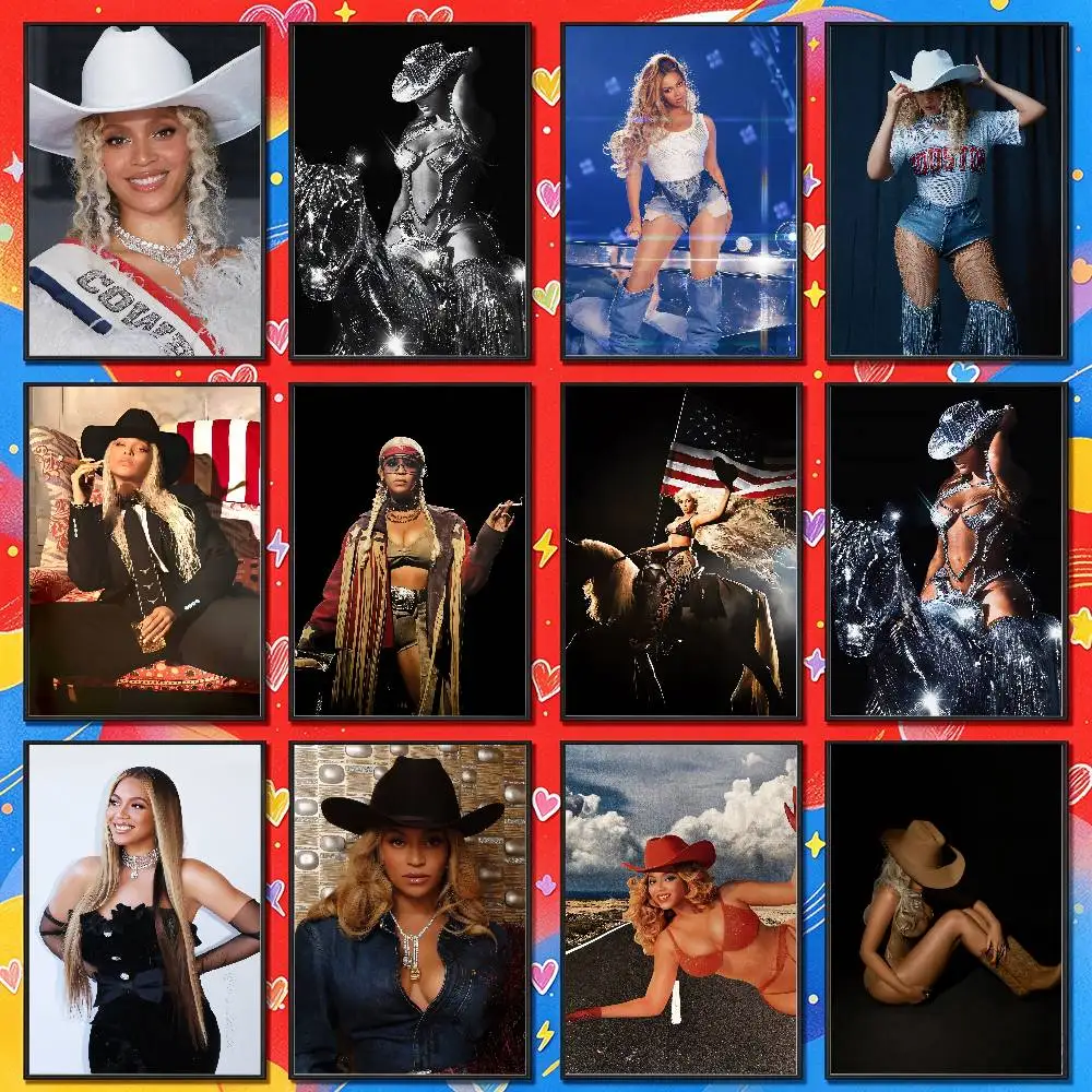 For Beyonce Cowboy Carter Poster Cover Sticker Paper Home Decor Custom Self-adhesive Souvenirs Playbill