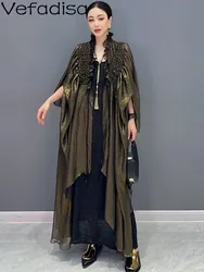 Vefadisa 2024 Summer New Casual Bat Sleeves Crimped Elastic Coat  Women Fashion Sleeveless Suncreen Coat ZXF221B