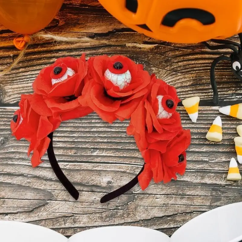 39BD Witch Headband Gothic Dark Flower Headwear Carnivals Party Handmade