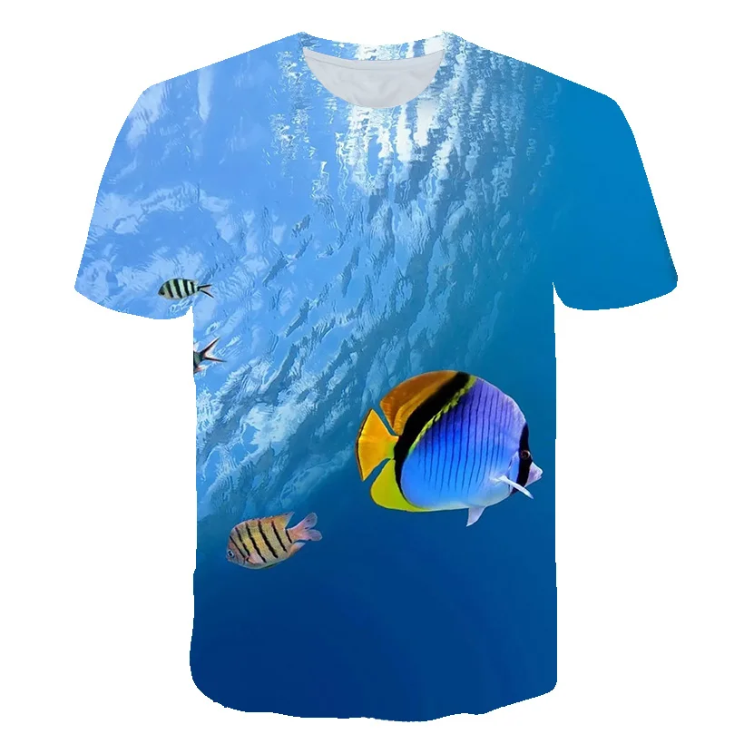 Coral Reef Fish 3D Print T-Shirts Men Women Hawaiian Short Sleeve Vacation T Shirt Oversized Harajuku Tees Tops Kids Clothing