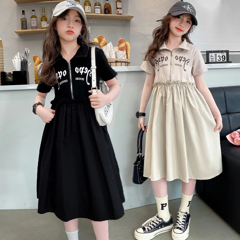 ياقة صيفية للفتيات - فستان الأميرة، فستان طويل بأكمام قصيرة للأعمار من 7 إلى 14 عامًا