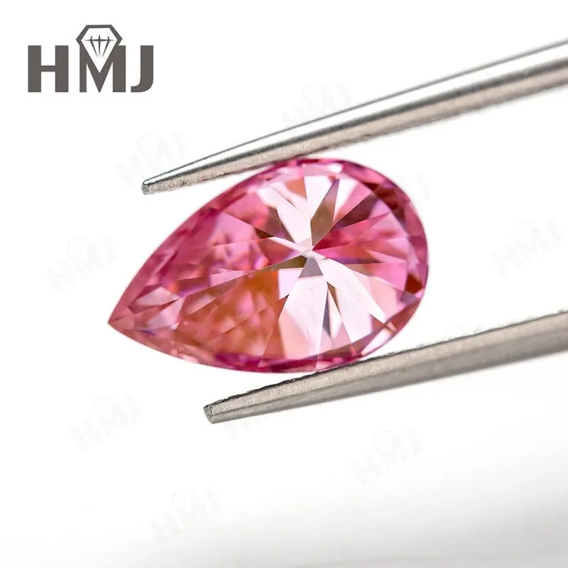 0.5-5CT Pink Color Pear Cut Moissanite Stone VVS1 Lab Created Diamond GRA Certificate Charms Diy Jewelry Rings Earrings Making