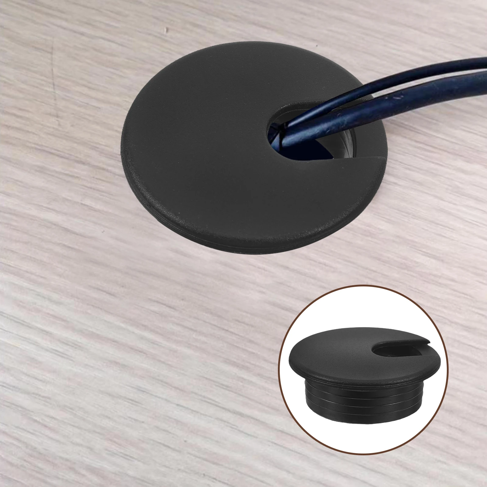

20pcs Desk Cable Organizer Compact Desktop Grommet Detachable Black Cord Hole Cover Office Conference Room