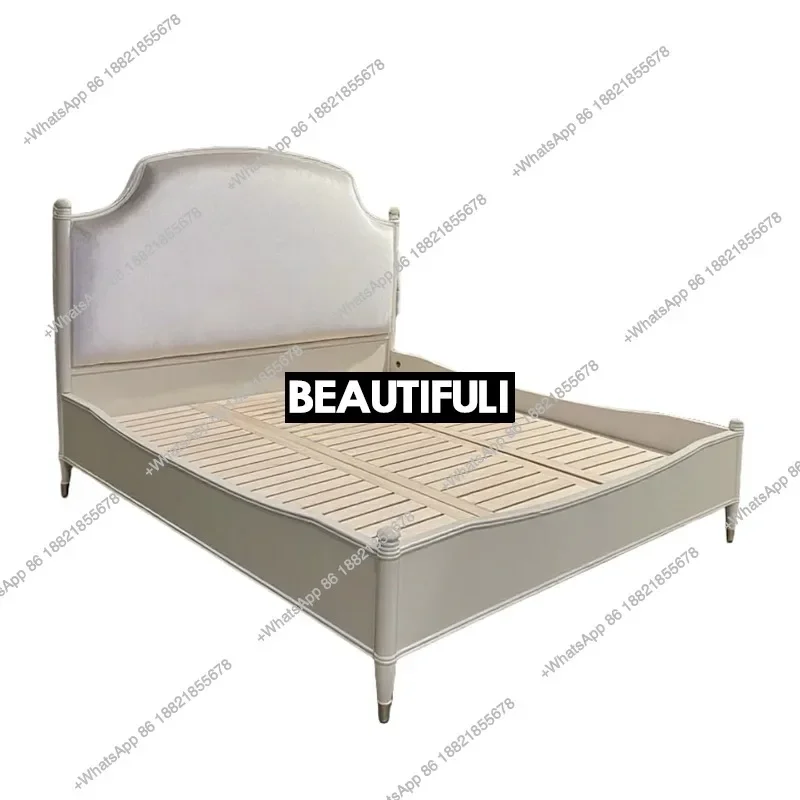 

French light luxury romantic fabric solid wood wedding bed American bedroom home