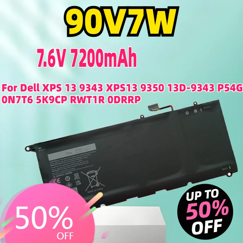 

New Battery 56Wh 90V7W JHXPY JD25G 090V7W Laptop Battery for Dell XPS 13 9343 XPS13 9350 13D-9343 P54G 0N7T6 5K9CP RWT1R 0DRRP