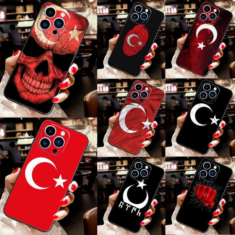 Turkey Turkish Flag Case For iPhone 16 15 14 11 Pro Max 12 13 Mini X XS Max XR Plus Silicone Cover Coque