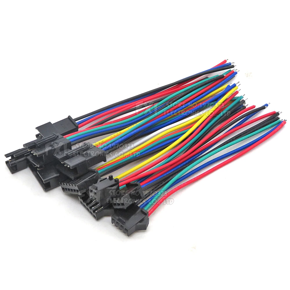 10CM JST SM 2P 3P 4P 5P 6P Plug Socket Male to Female Wire Connector LED Strips Lamp Driver Connectors Quick Adapter
