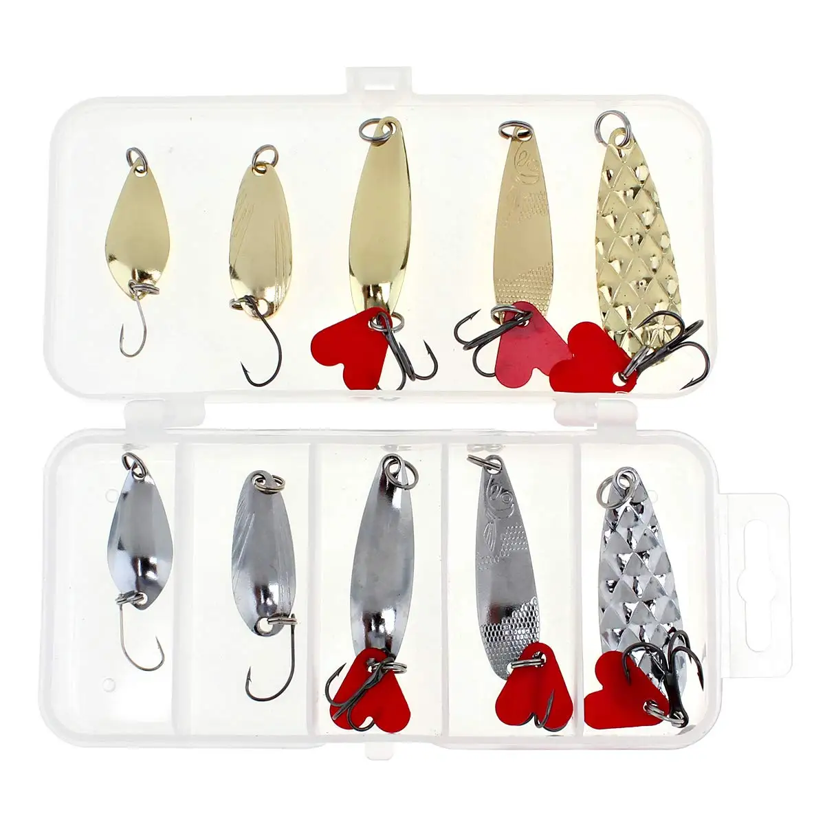 

11 Pcs Spoon Bait Set Stainless Steel Rotating Bait Metal Spoon Fishing Hook Hard Bait Freshwater Fishing for Salmon and Perch