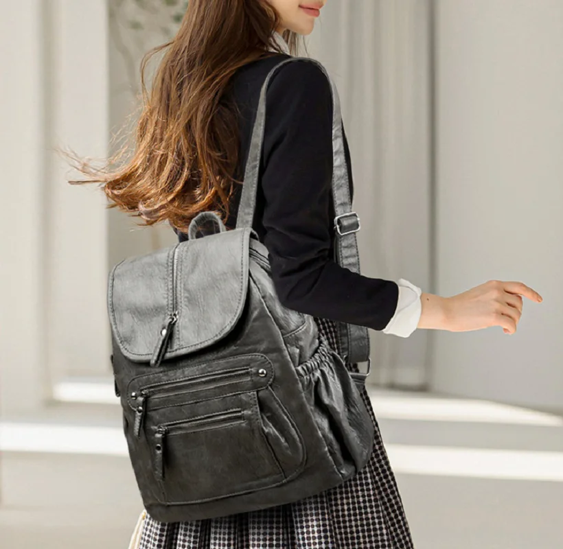 2026 New Fashion Classical High Quality Leather Travel Backpacks Women's Korean Large Capacity Shoulder Bags Notebook School Bag