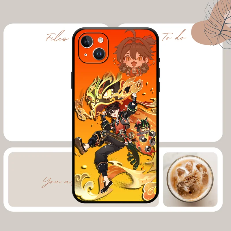 Gaming Genshin Impact V4.4 Pyro Character Quality 4stars Phone Case for IPhone 15 14 13 12 11 Pro Max Mini XSMax  SE3 2 7 8 Plus