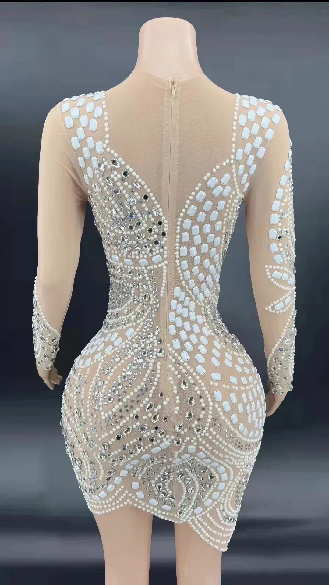 Robe longue de soirée à paillettes argentées scintillantes pour femmes, cape en maille extensible, Perspective de bal, sirène, tenue de scène de chanteur