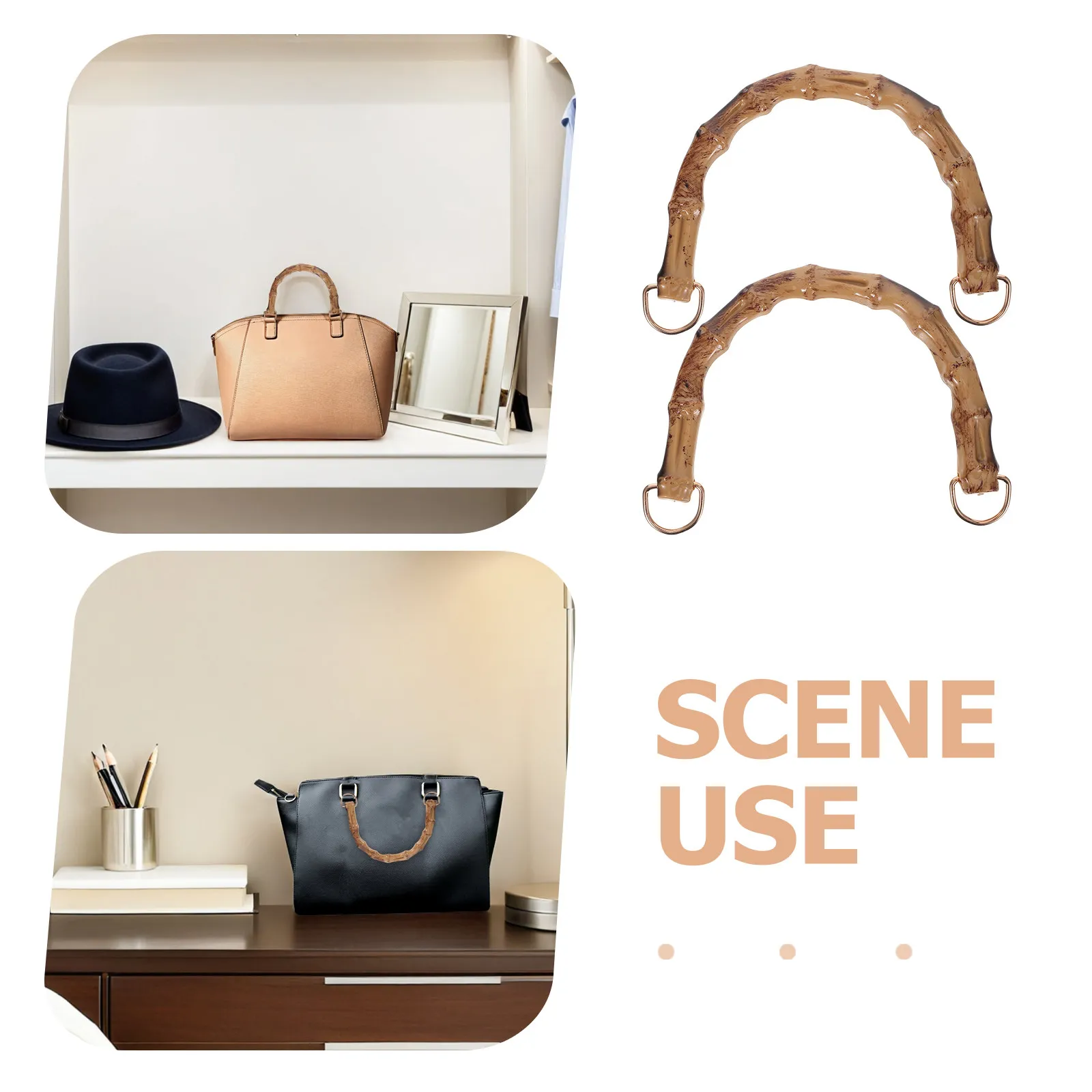

6 Pcs Handbag Bamboo Handle Tote Diy Handmade Handles Making Supply For Crochet Decor Parts Craft Purse Clutch Accessories