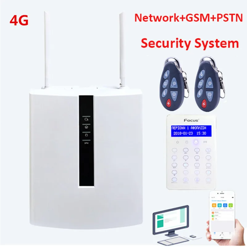 

FC-7668Pro 4G GSM Wired Alarm TCP IP Industrial Alarm Systems Support 8 Wired Zone And 88 Bus Zone Control By WebIE Alarm