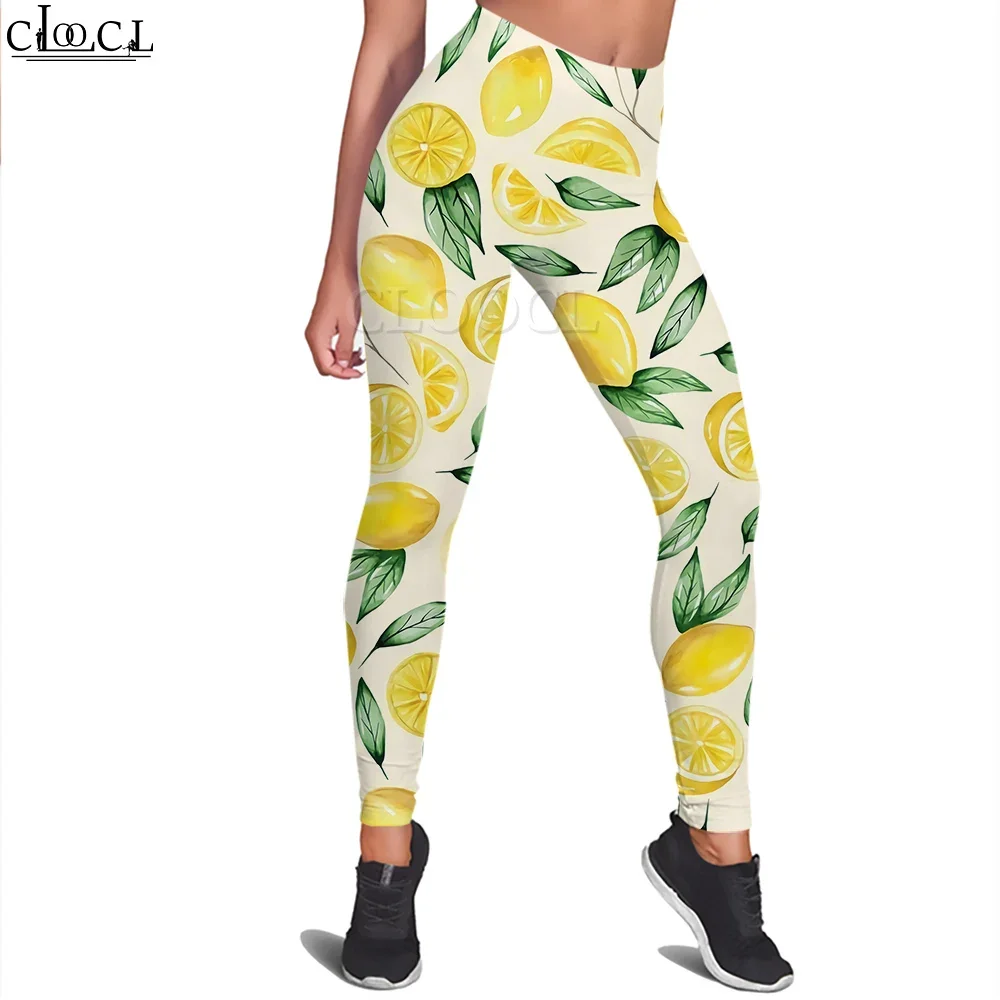 CLOOCL Fashion Women Legging Yellow Lemon Pattern 3D Printed Trousers dla kobiet Workout Push Up Jogging High Waist Yoga Pants