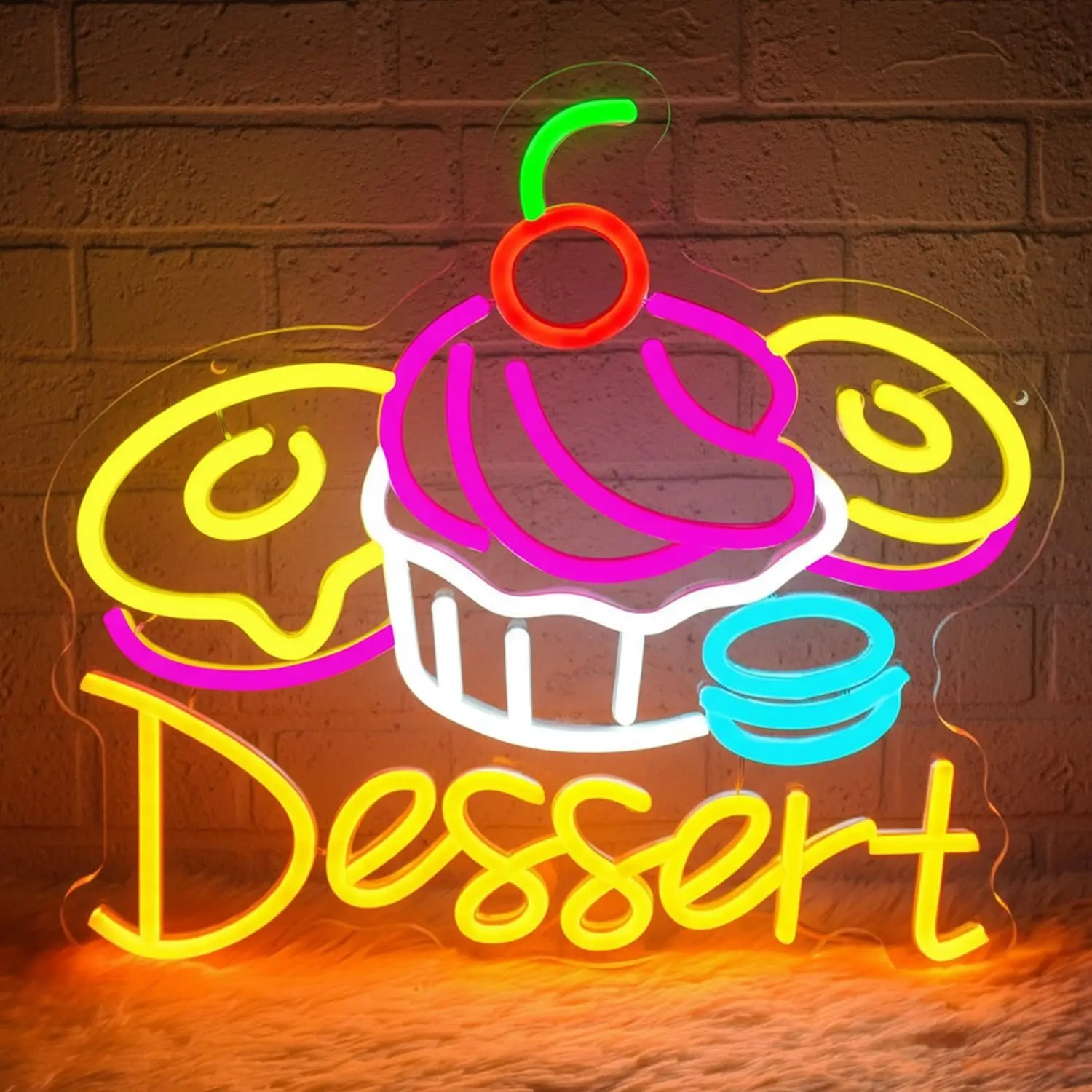 オープンデザートショップネオンサイン-カップケーキ-マカロン-ネオンライト-led-ベーカリーショップ-キッチン-カフェ-デザートショップ-スナック-キャンディーバー-パーティーデコレーション