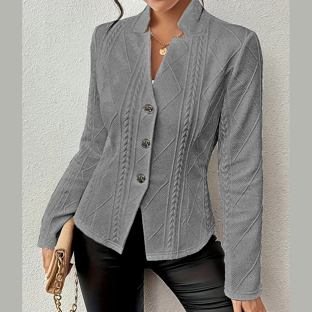 

For Street Style Classic Small Suit Autumn Winter Coat Khaki Button Closure Women Jacket Cinched Waist Feature