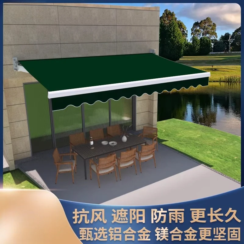 Awning Folding Retractable Hand Crank Electric Balcony Waterproof Parasol Shrinking Awning Door Outdoor Awning