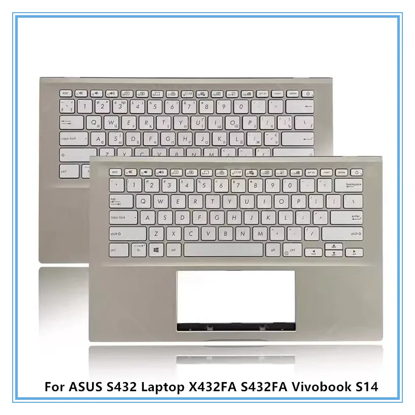 

New Palmrest Keyboard With Backlit US Layout For ASUS S432 X432FA S432FA Vivobook S14 Laptop Palmrest Upper Cover US/RU Keyboard