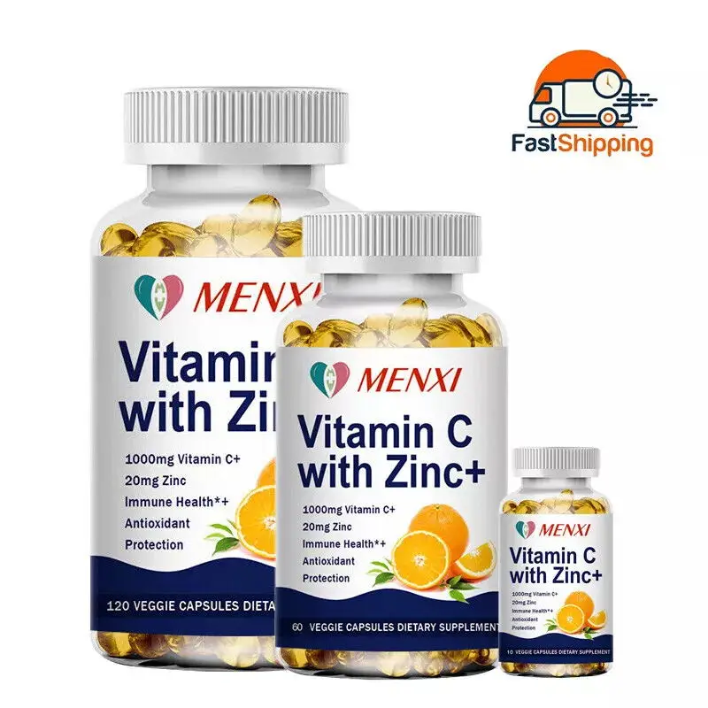 

10/60/120PCS Vitamin C Capsules 1000Mg with Zinc Powerful Immune Support Antioxident