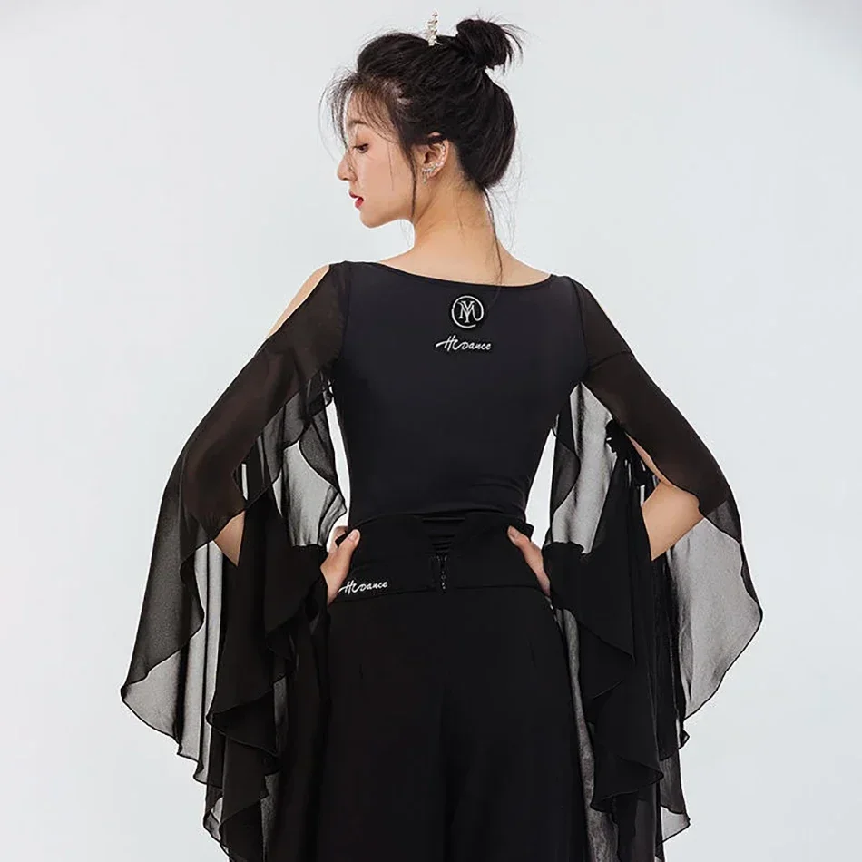 Lotus manica lunga foro braccio design body femminile vestito da ballo latino donne performance di ballo sala da ballo vestito pancia HY1007