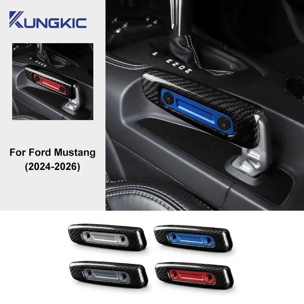 

Для Ford Mustang GT Dark Horse EcoBoost 2024 2025 2026 сухое углеродное волокно, замена ручки ручного тормоза, наклейка, накладка на ручку