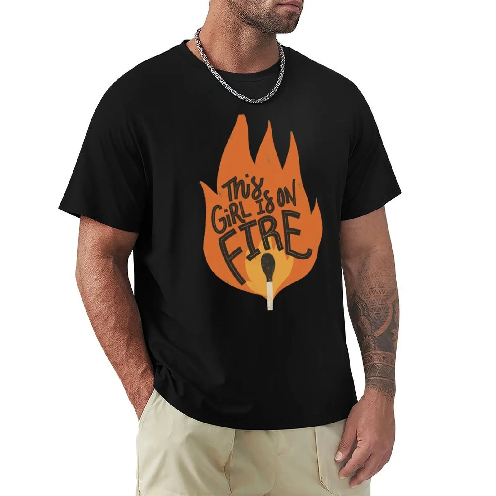 

This Girl is on Fire T-Shirt blue archive clothes mens graphic t-shirts