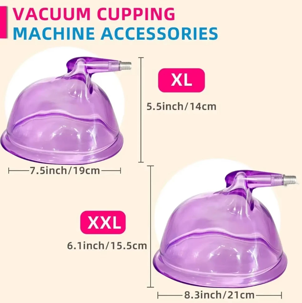 2pcs Butt Chest Enlargement Vacuum Suction Cup Colombian People EnlargeGluteal Cupping Machine Accessories With Y-Shaped Hose