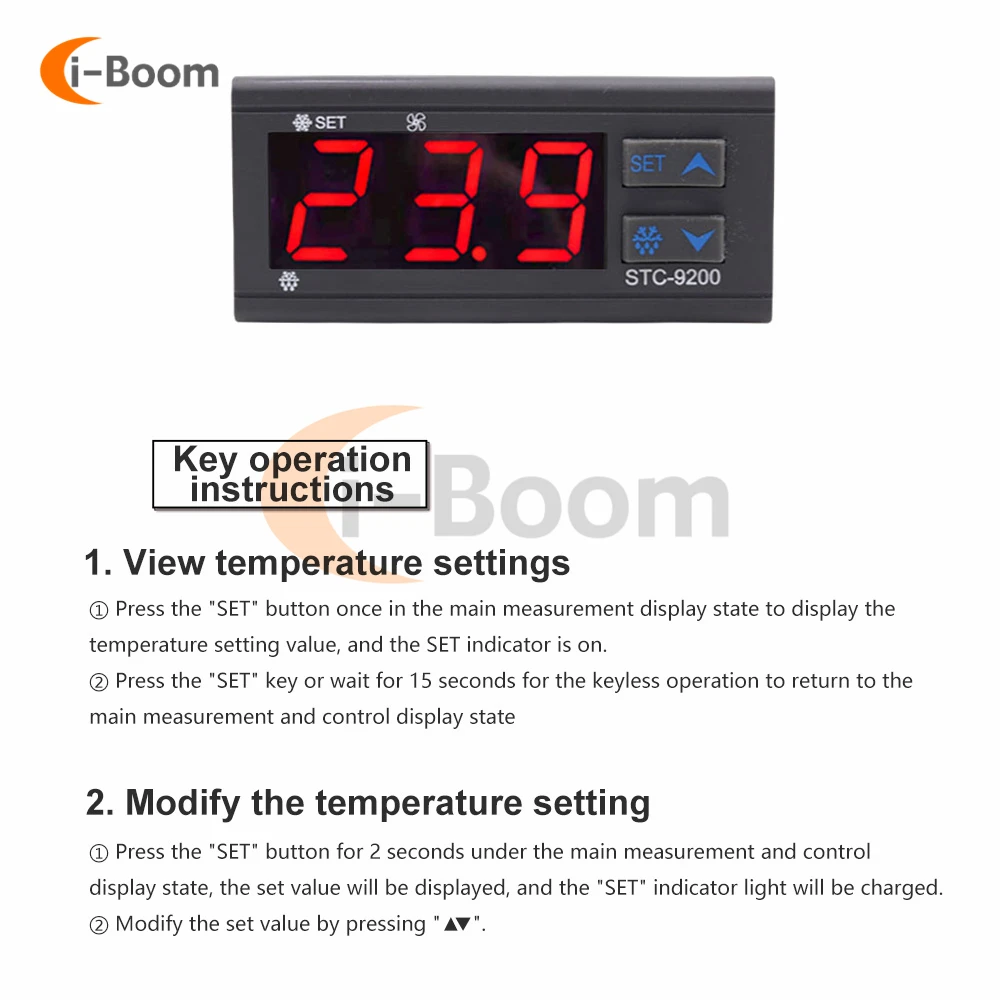 STC-9200 Digital Thermostat Temperature Controller with Refrigeration Defrost Fan Alarm Function incubator box AC 220V DC12V 24V