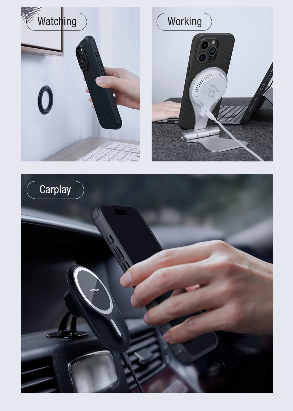 for iPhone 15 Pro/iPhone 16 Pro Max/16 Plus/15+ Nillkin Super Frosted Shield Pro Magnetic Case Hard case phone Case shell TPU+PC