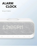 Soundcore Wakey Speakers Powered For Anker With Alarm Clock, Stereo Sound, FM Radio, White Noise