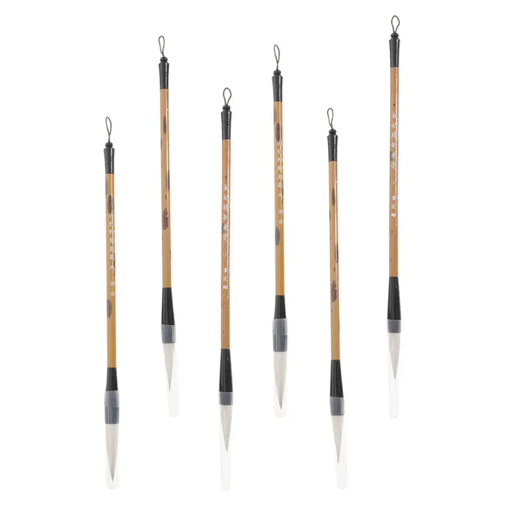 

Набор из 6 традиционных китайских каллиграфических кистей с бамбуковой ручкой, нелиняющие, для плавного письма, для студентов, учителей, художников