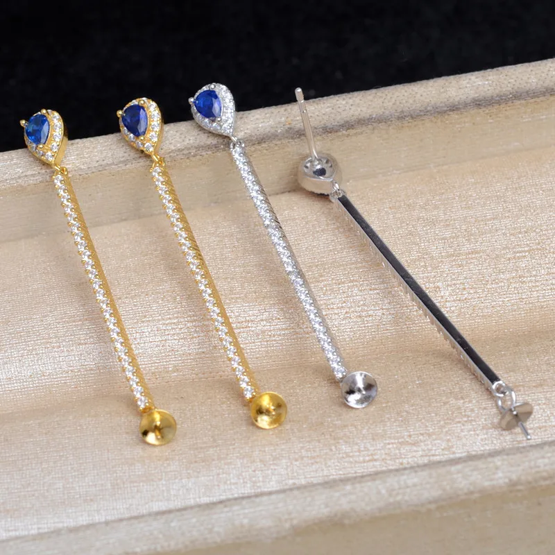 

S925 Sterling Silver Earrings Base Findings Mountings Jewelry Mounts Fittings Accessories for 9-12mm Pearls 3 pairs/lot
