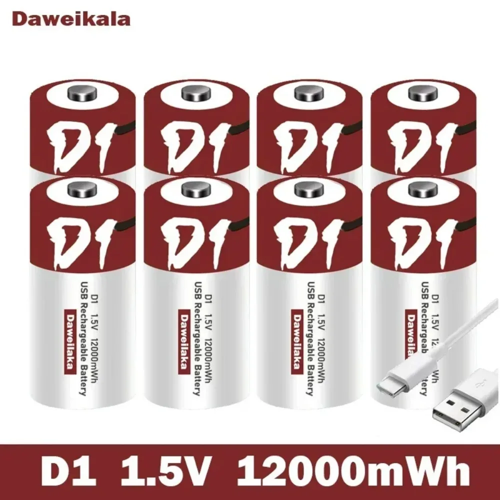 Najlepsza bateria litowa USB-C o pojemności 12000 mWh, rozmiar D, z kablem, ultra wysoka pojemność, długa żywotność, hit sprzedaży. — zdjęcie produktu 6