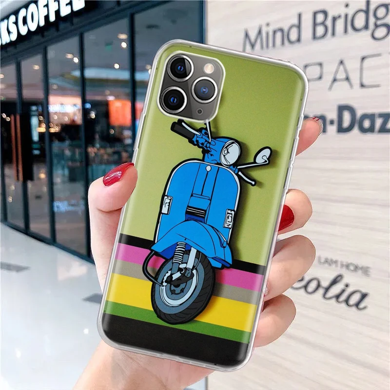 Vespa Scooter Motorcycle Soft Phone Case for iPhone 16 15 14 Plus 13 12 Mini 11 Pro Max 7 + Apple XS X SE 2020 8 Cover Shell for