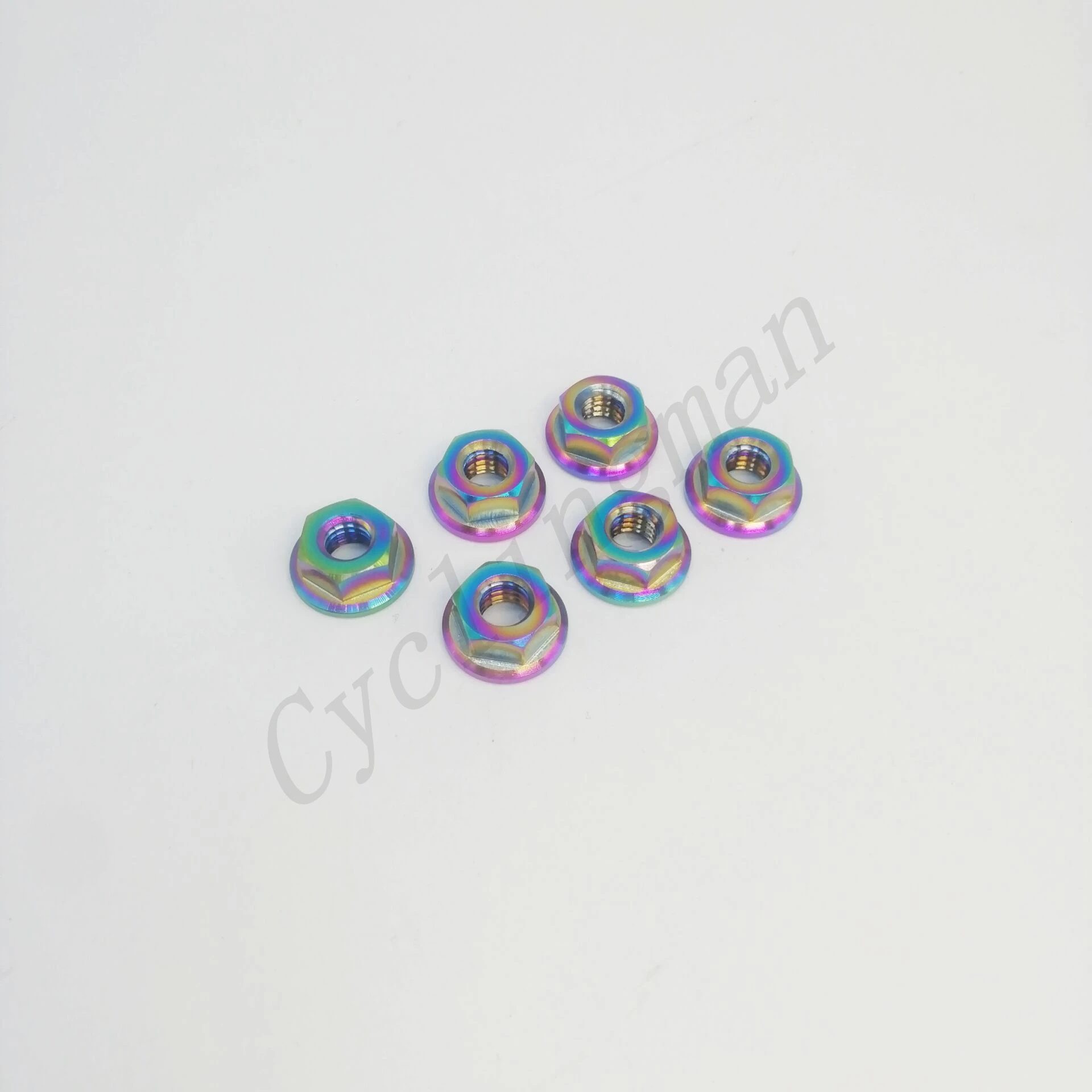 6Pcs MTB Mountain Bicycle Bike Motorcycle M6 Titanium Ti Flange Bolts Screw M6X1.0mm Pitch Nuts Gr5