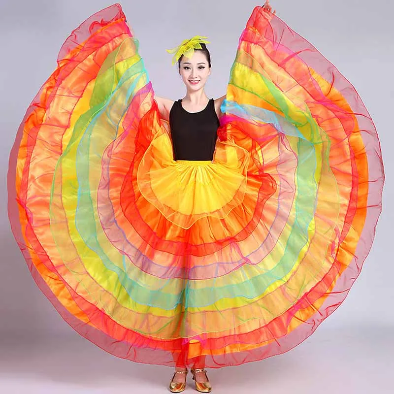 

Big Swing Skirt Female Ballroom Twirling Long Skirt Belly Dance Skirt Flamenco Classical Dancewear Performance Dance Costume