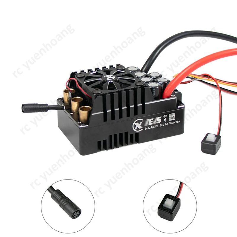 1PCS E5 200A 6-12S ESC Brushless Sensorizzato IP67 Regolatore di Velocità Elettronico con Modulo Bluetooth 25A BEC per 1/5 RC Modello di Auto