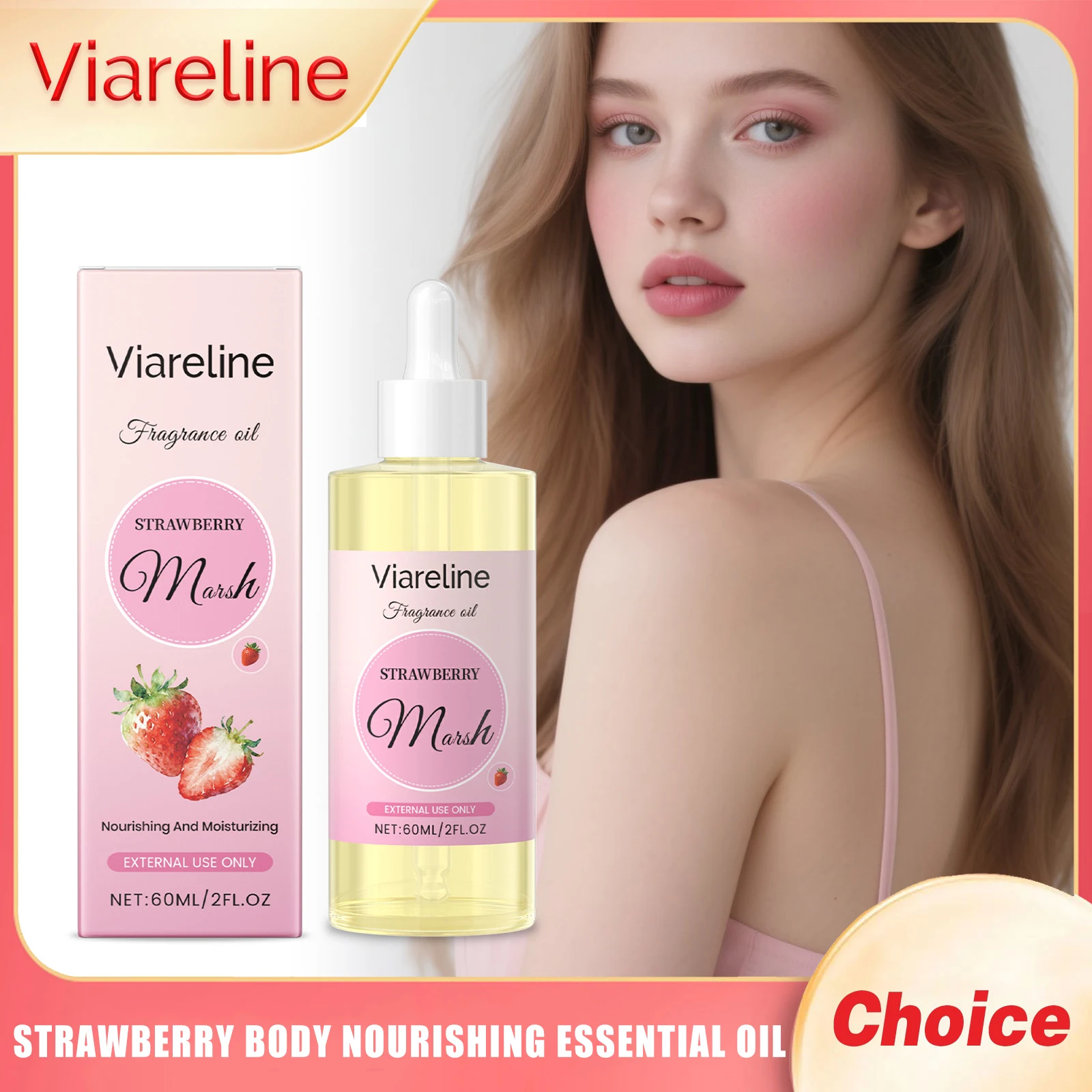 

VIARELINE Strawberry Body Care Essential Oil Improve Roughness Deep Hydration Nourishing Epidermis Body Moisturize Essential Oil
