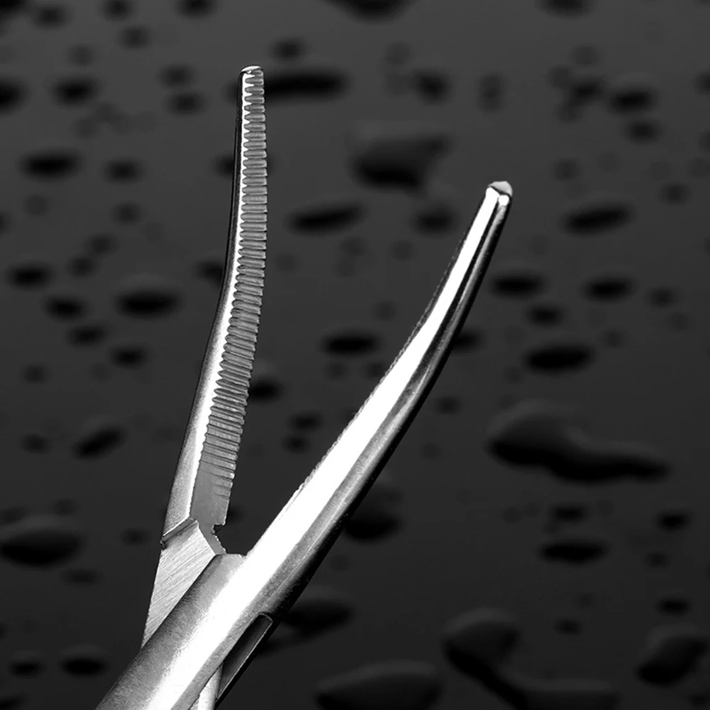 2 Pcs Pulling Pliers Stainless Steel Hook Removal Curved Forceps Hemostatic Straight