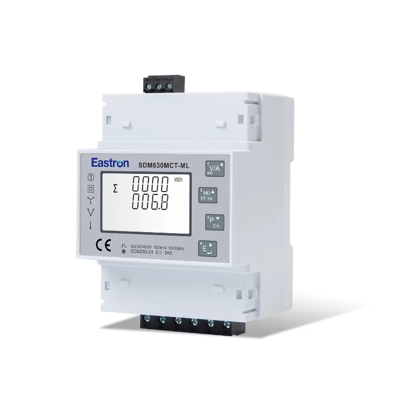 Imagem -04 - Medidor de Energia Multifuncional Tela Lcd Retroiluminada Trilho Din de Fases Conectividade Sdm630mct-ml-tcp 100mv Tcp