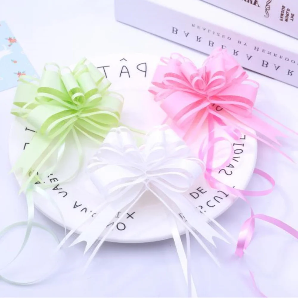 Middle Size 30mm Solid Color Silver/black/beige Pull Bow Ribbon Gift Packing Flower Bow Knot Party Wedding Car Room Decor