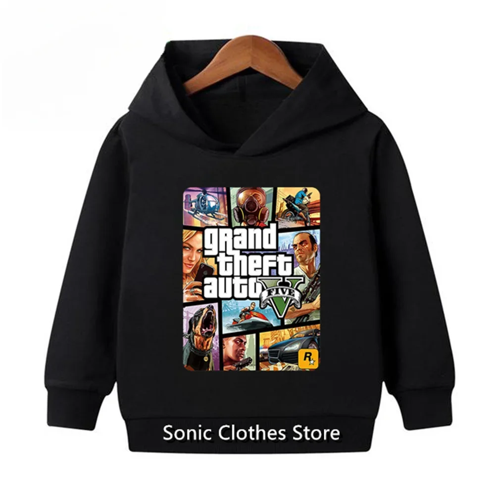 3-14 Years Old Grand Theft A 5 Hoodie Kids Clothes Boys Girls Sweatshirts Casual Hoodie Cartoom Pullover Fashion Sudaderas