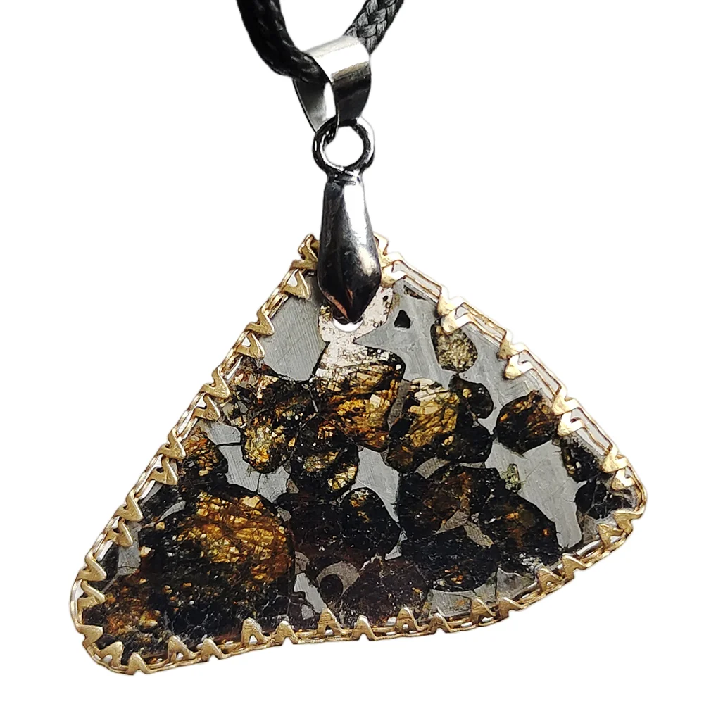 

Perfect Olive Meteorite Necklace Serico Kenya Olive Meteorite Pendant Natural Meteorite Material Jewelry